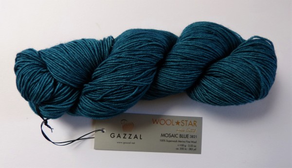 Wool Star Hand Painted Gazzal 100g, Fb. 3821 Mosaic Blue
