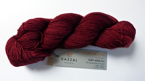 Wool Star Hand Painted Gazzal 100g, Fb. 3823 Ruby Wine